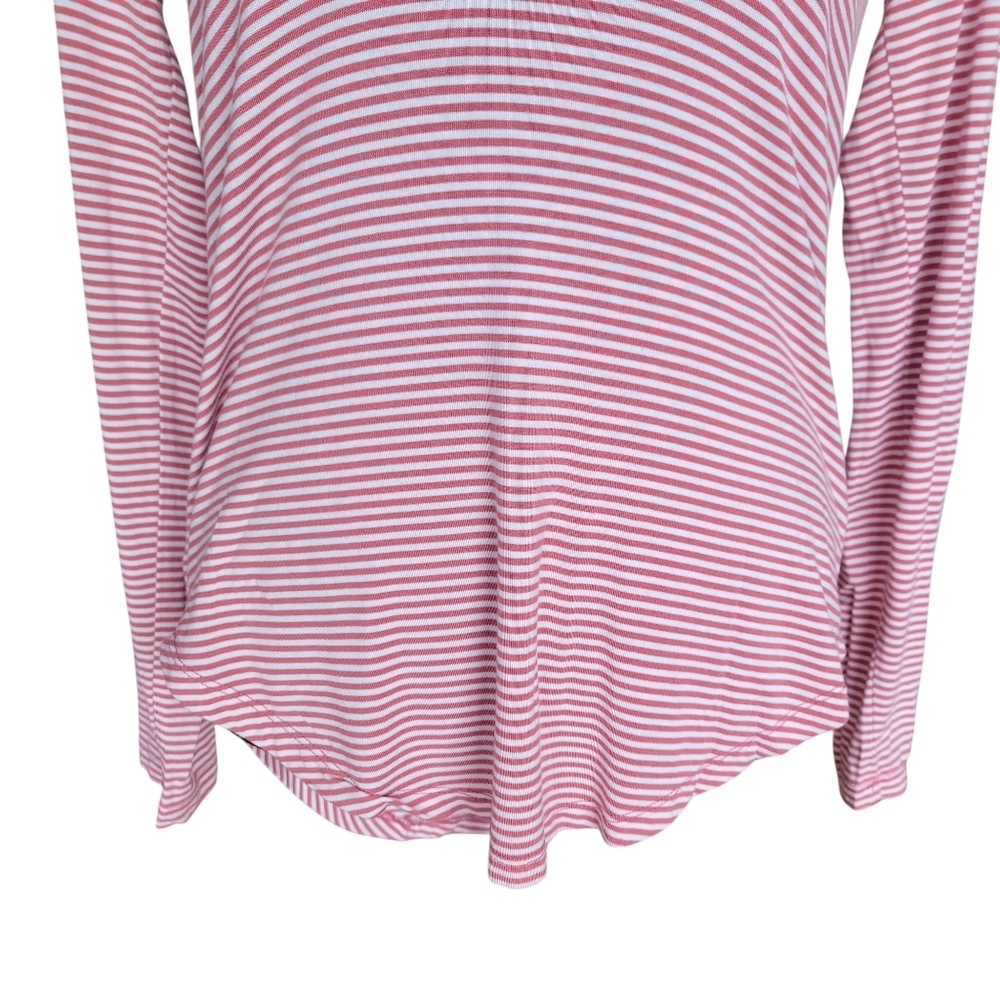 Old Navy Pink and White Stripe Luxe Long Sleeve Tee Women's Size M - Picture 5 of 8
